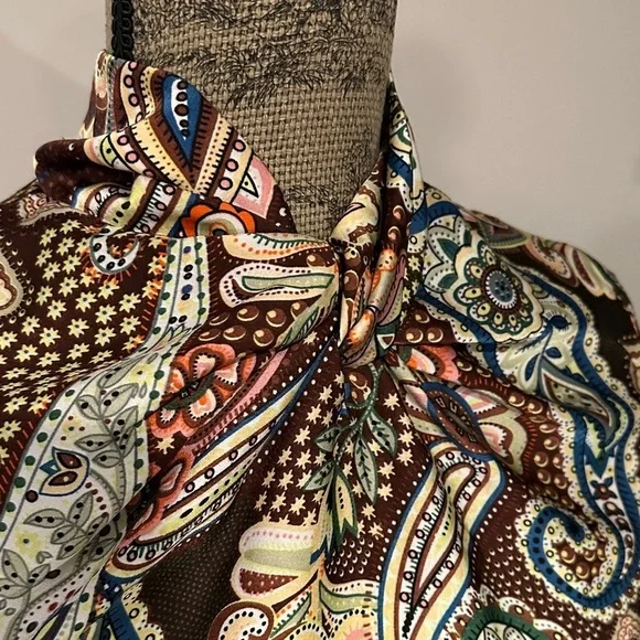 Nasty Gal Brien Paisley Print boho mini shift Dress with bell sleeves size 6 - Picture 6 of 13